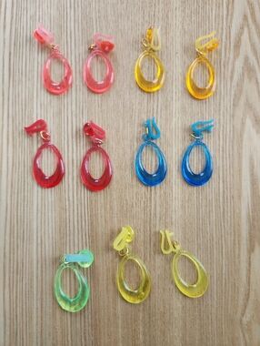 Vintage Plastic Kids Clip-On Earrings